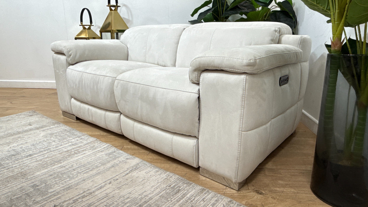 Sofology Laurence Fabric 2 Seater Power Recliner/Headrest in Toronto Beige