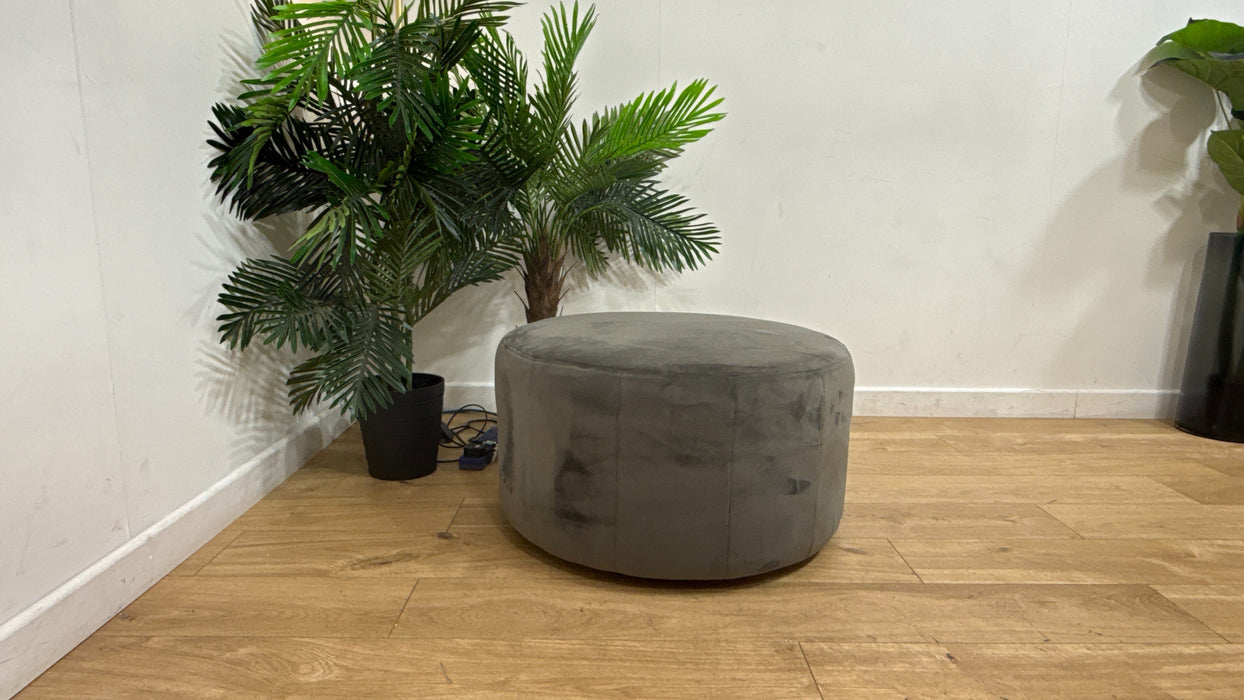 Sofology Fitzrovia Fabric Designer Footstool in Matt Velvet Slate Without Trim