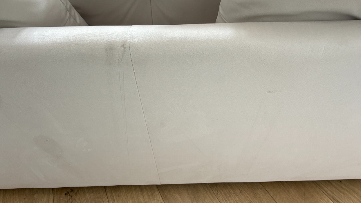 Sofology Oscar Fabric 3 Seater Gold Trim in Super Matt Velvet Ecru Mix