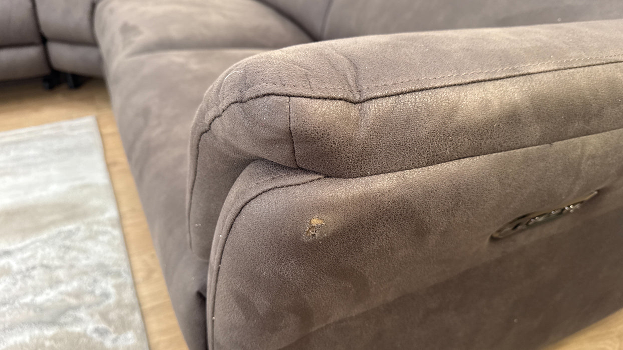 Sofology The Missouri 1 Corner 3 Fabric Recliner Sofa in Lifestyle Embossed Cappuccino