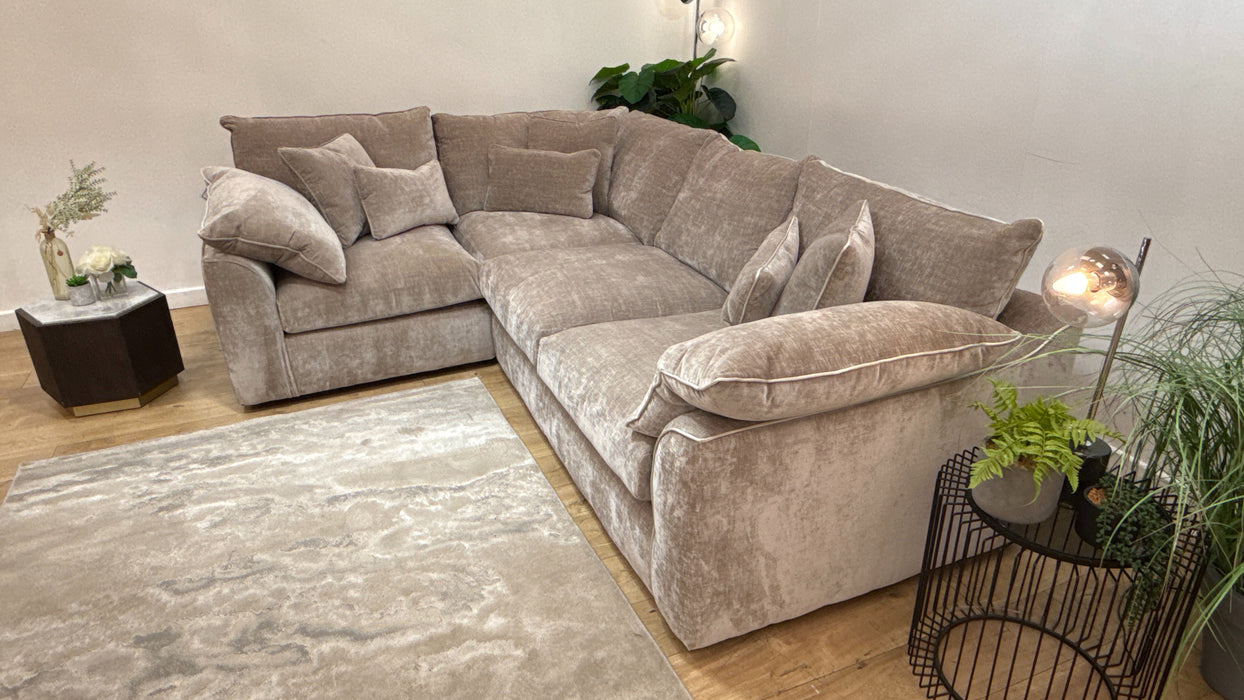 Sofology Georgio Fabric 1 Corner 3 Extra Flex Seats in Luxe Chenille Stone