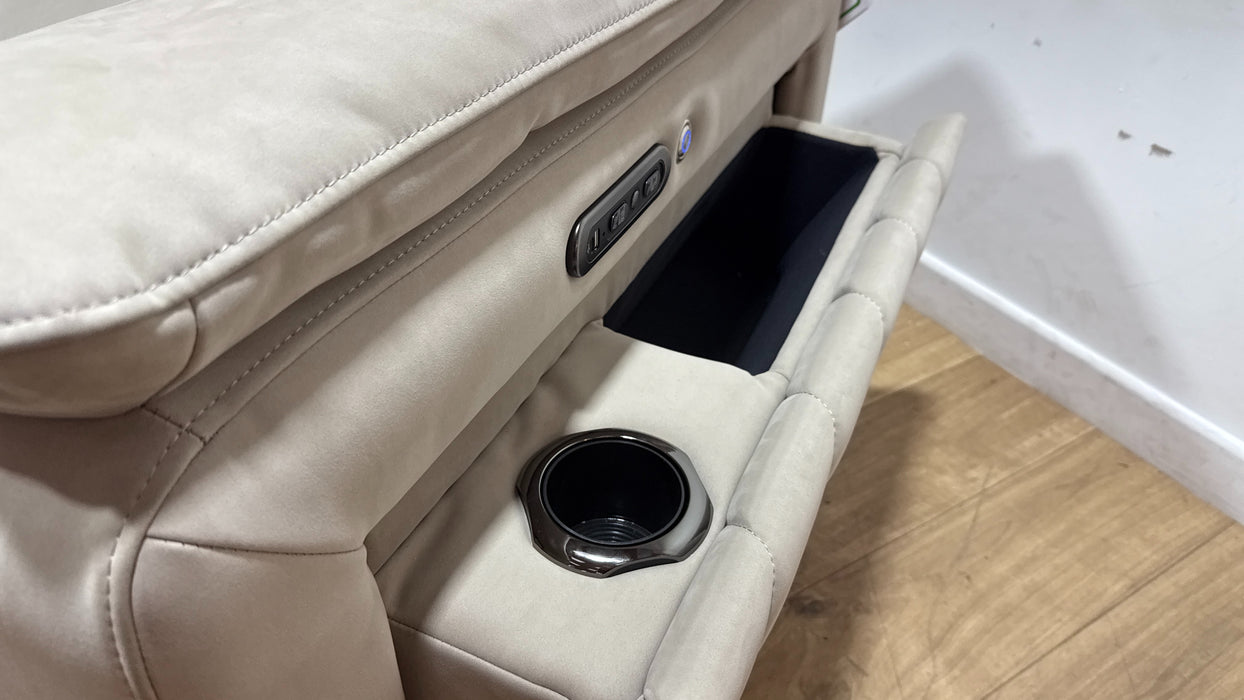 Sofology Fratelli Fabric 2 Seater Power Recliner/Headrest in Lifestyle Nubuck Feel Stone