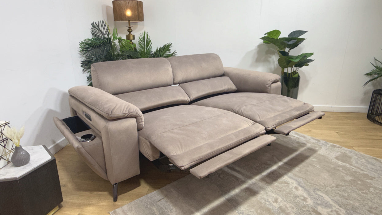 Sofology Fratelli Fabric 2.5 Seater Power Recliner/Headrest in Lifestyle Flecked Nutmeg