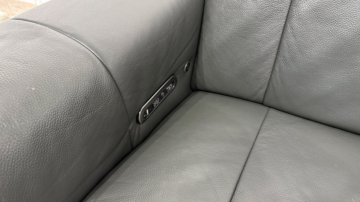 Sofology Lumiere Leather 3 Corner 3 Power Recliner/Headrest in Trusty Embossed Charcoal