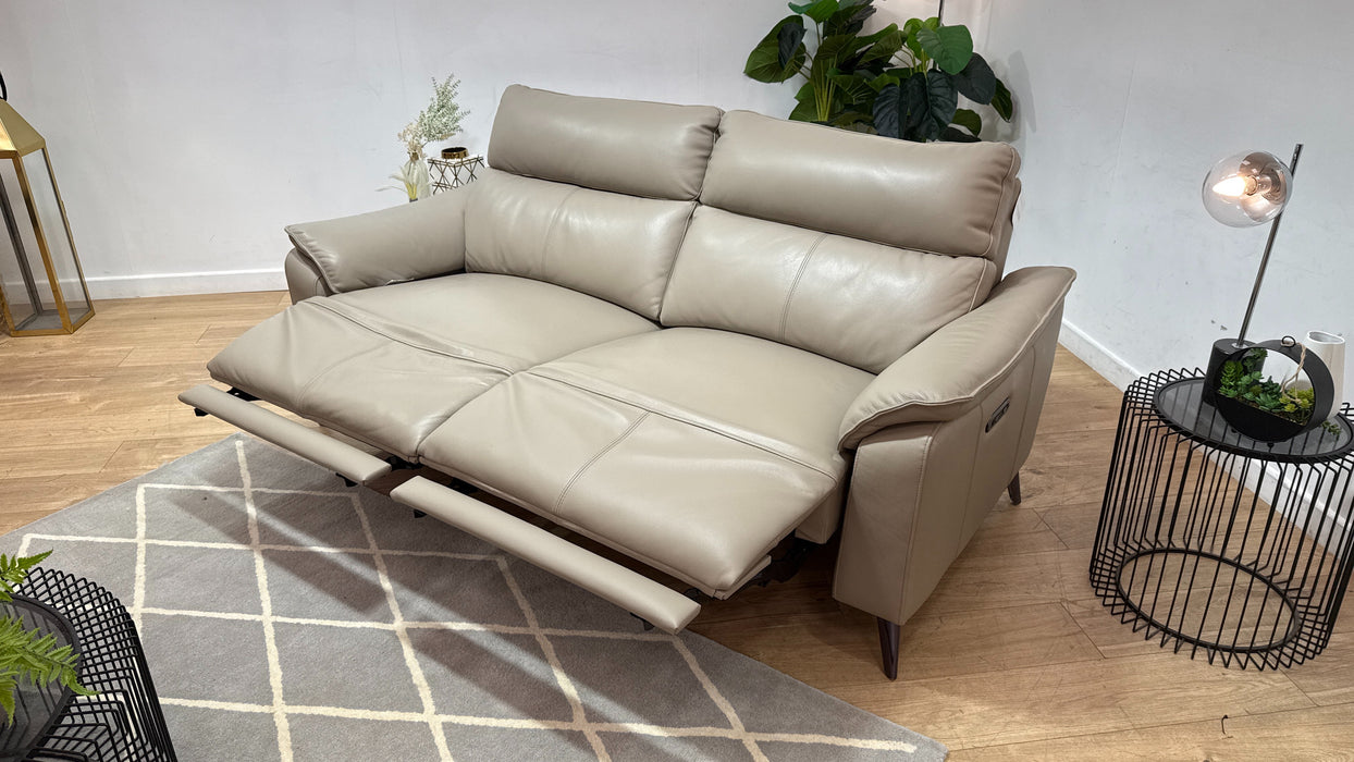 Sofology Arlo Leather 2.5 Seater Power Recliner in Trusty Embossed Stone
