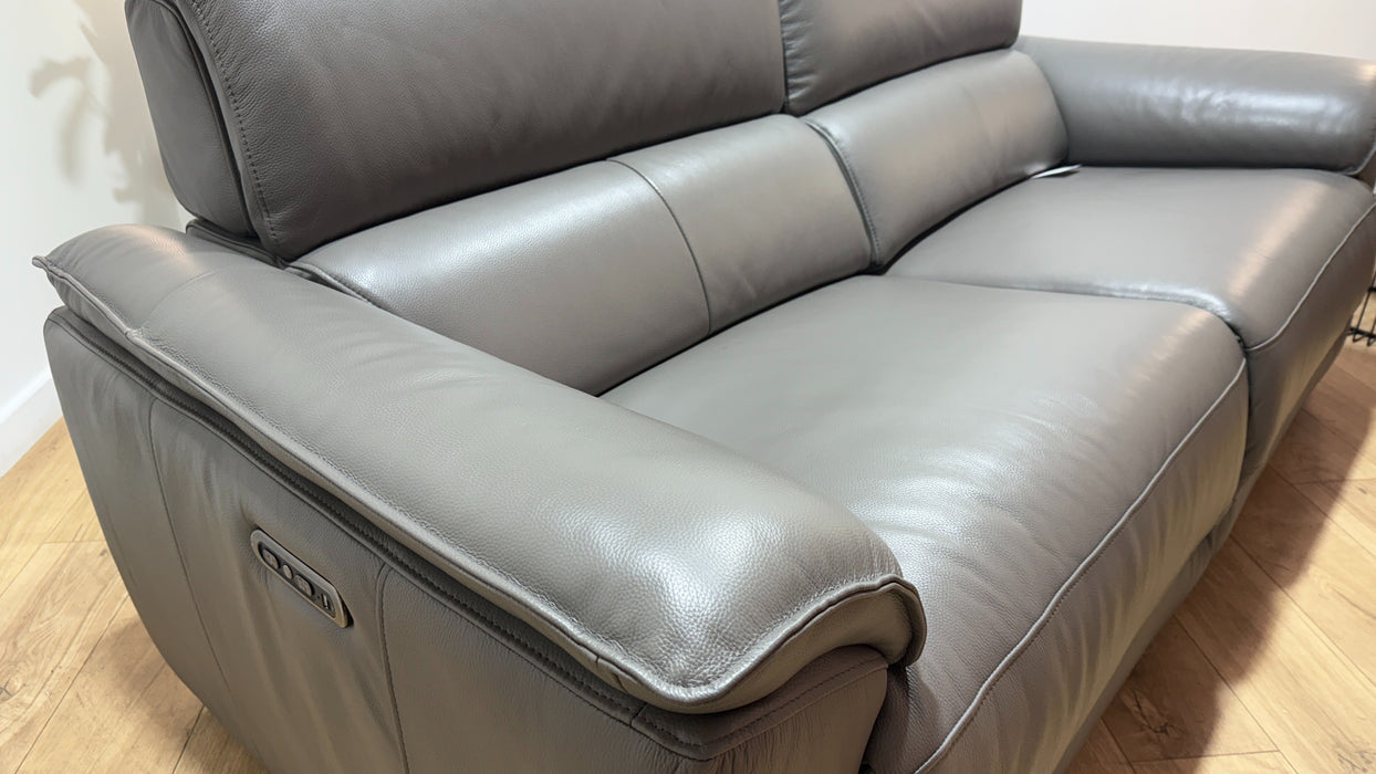 Sofology Hugo Leather 2.5 Seater Power Recliner/Headrest in Trusty Embossed Elephant