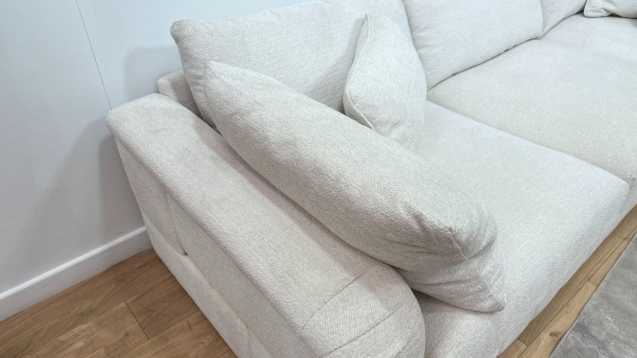 Sofology Westwood Fabric 3 Corner 3 Gold Trim in Soft Boucle Ecru