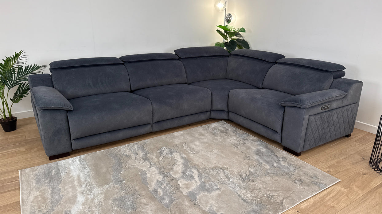 Benz 3 Corner 1.5 - Fabric Power Reclining Sofa   - Lifestyle Flecked Charcoal