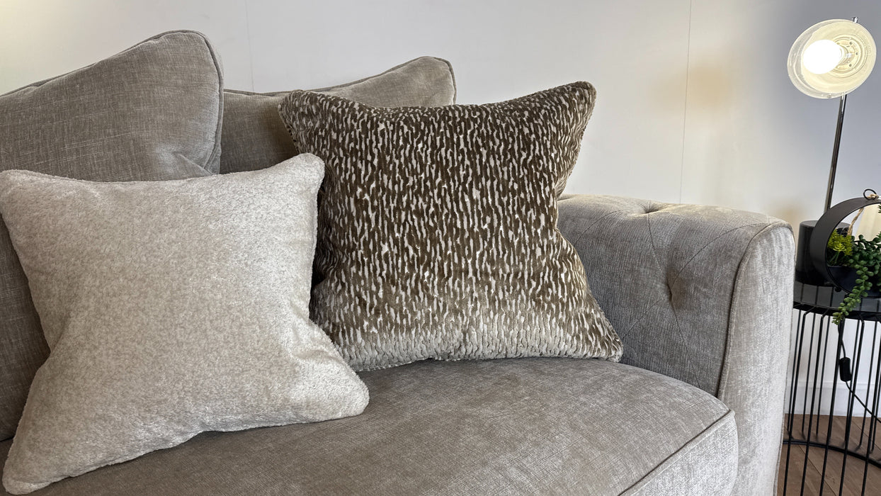 Sofology The Valentina Fabric 4 Seater Split Foam Seats Pillow Back in Luxury Chenille Linen Mix