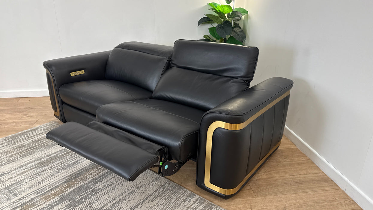 Sofology The Plaza 2.5 Seater Leather Recliner in Trusty Embossed Jet Black
