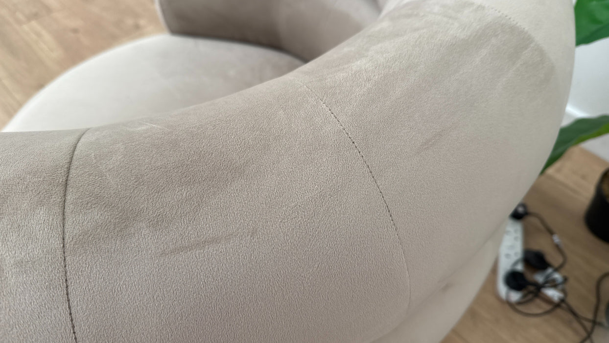 Sofology The Fitzrovia Fabric Swivel Chair in Matt Velvet Stone All Over Without Trim