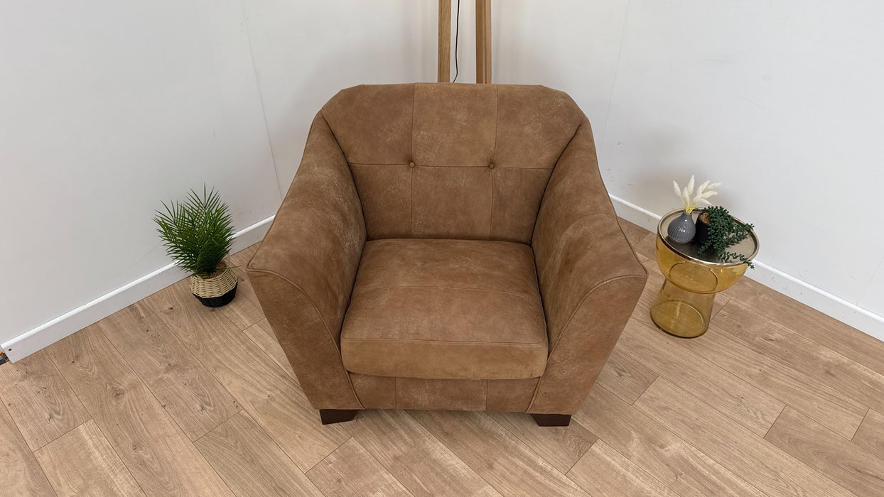 Bartelli 1 Seat - Leather Chair - Character Leather Tan/Soft Chenille Almond Mix