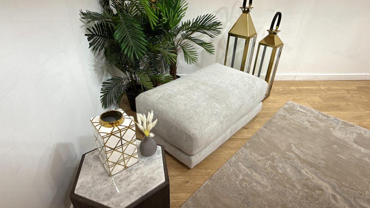 Sofology Amalfi Fabric Large Footstool in Cosy Chenille Stone