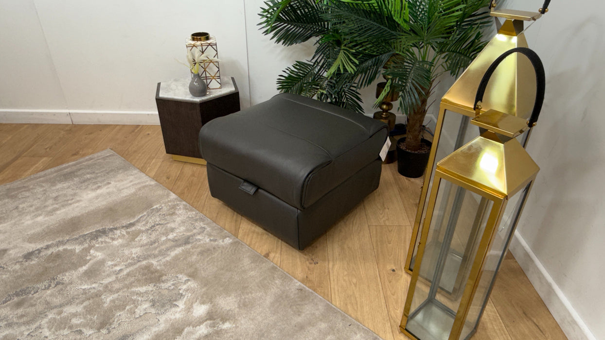 Sofology Ezra Leather Storage Footstool in Trusty Sheen Charcoal