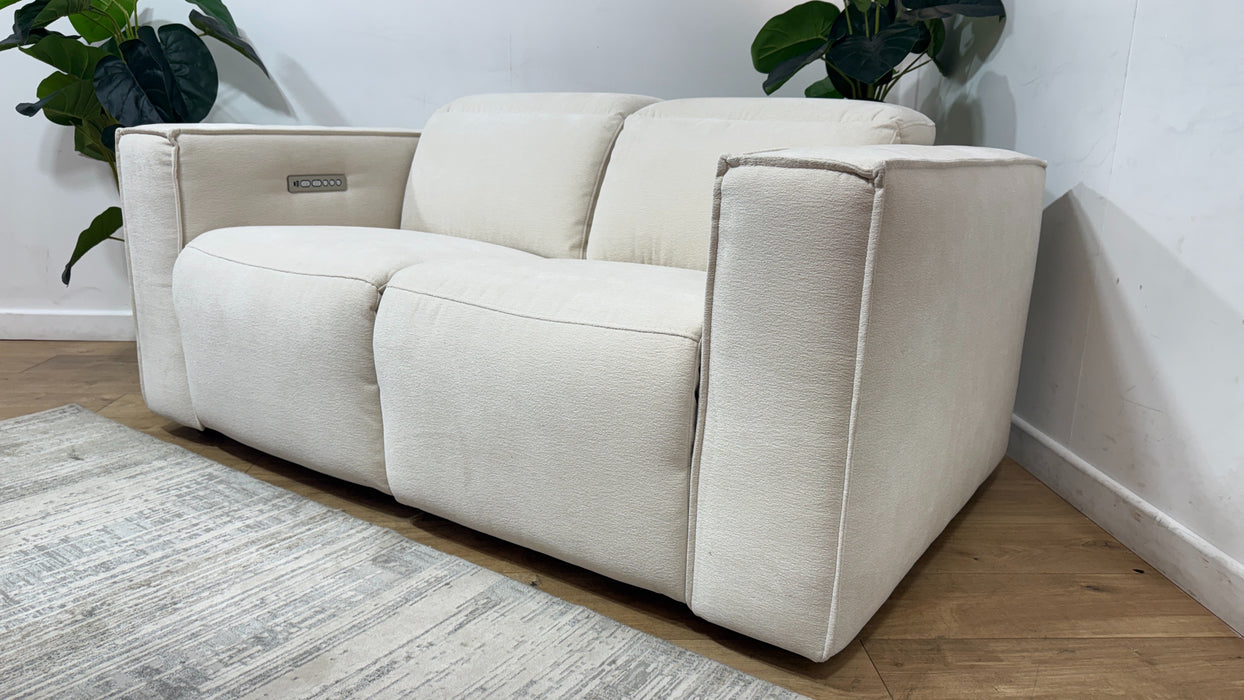 Sofology Horizon Fabric 2 Seater Power Recliner/Headrest in Textured Chenille Oyster