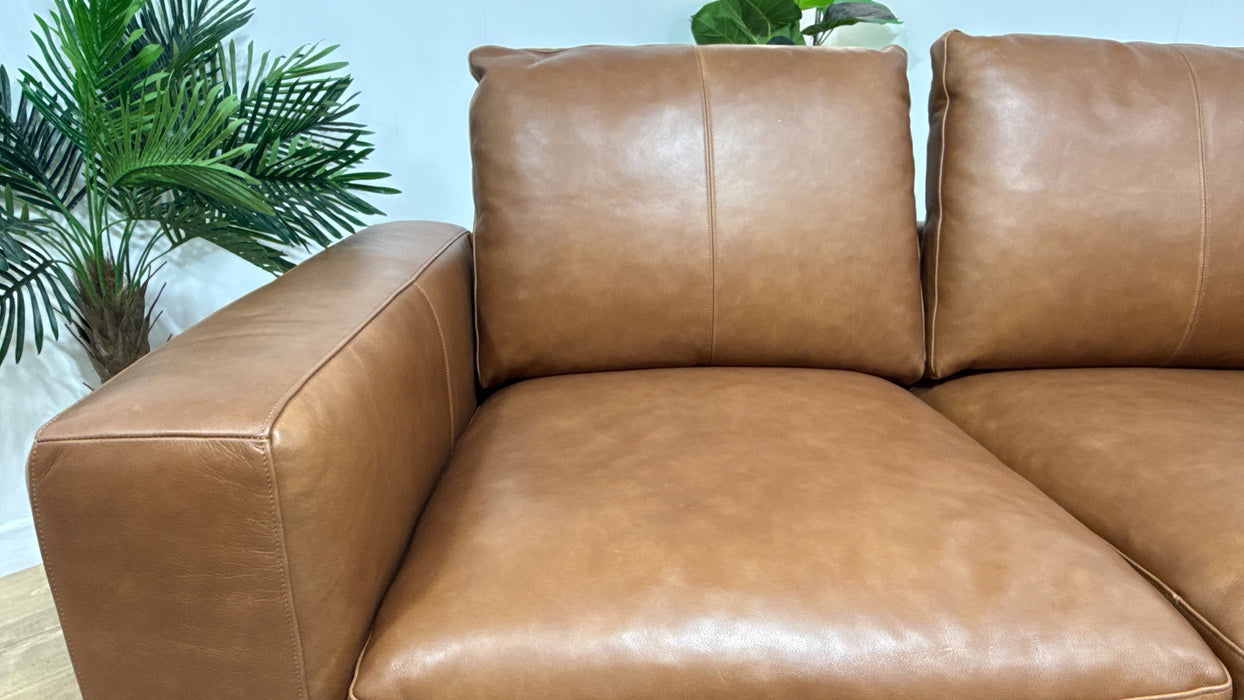 Sofology Retreat Leather 2 Seater in Relaxed Soft Tan Mix