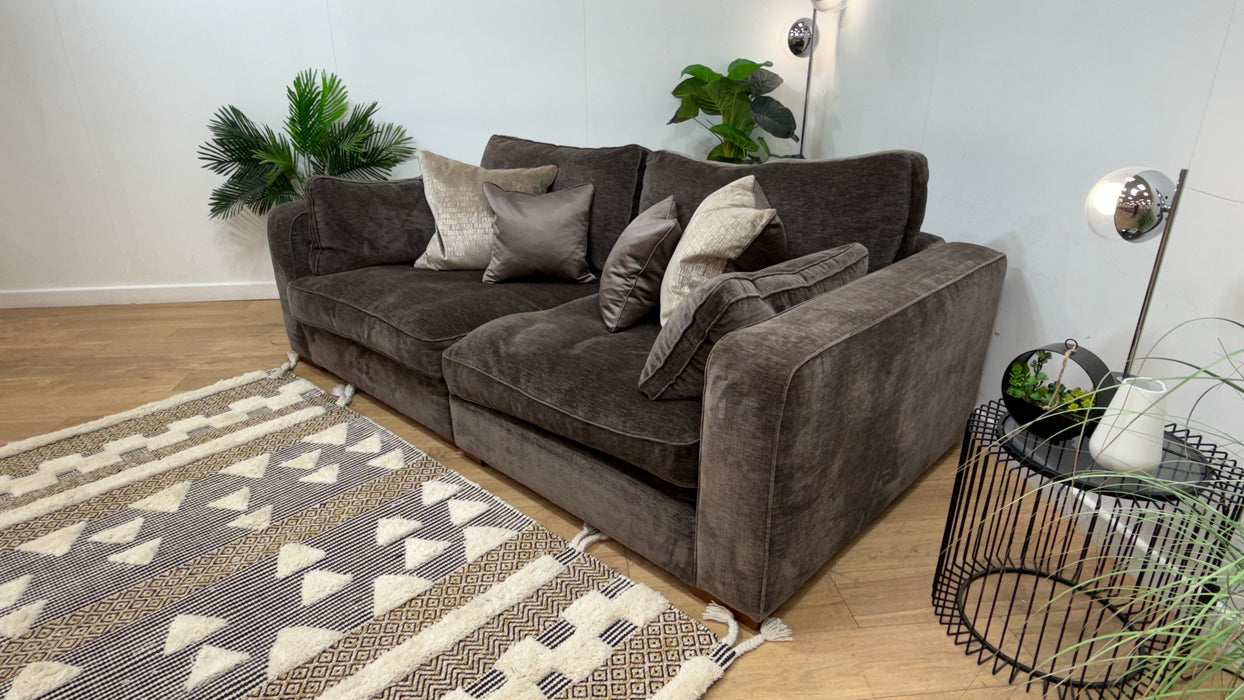 Sofology Cavalli Fabric 3 Seater Split in Deluxe Chenille Mushroom Mix