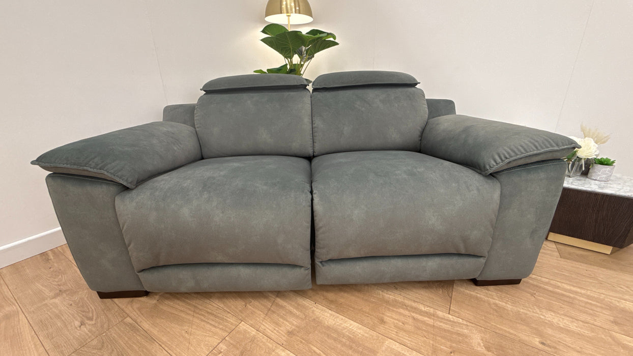 Sofology Benz Fabric 2 Seater Power Headrest/Recliner in Lifestyle Flecked Ivy Green