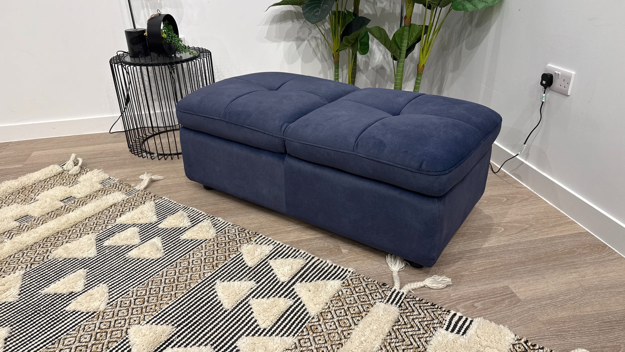 Sofology Paramount Fabric Dual Storage Footstool in Lifestyle Flecked Navy
