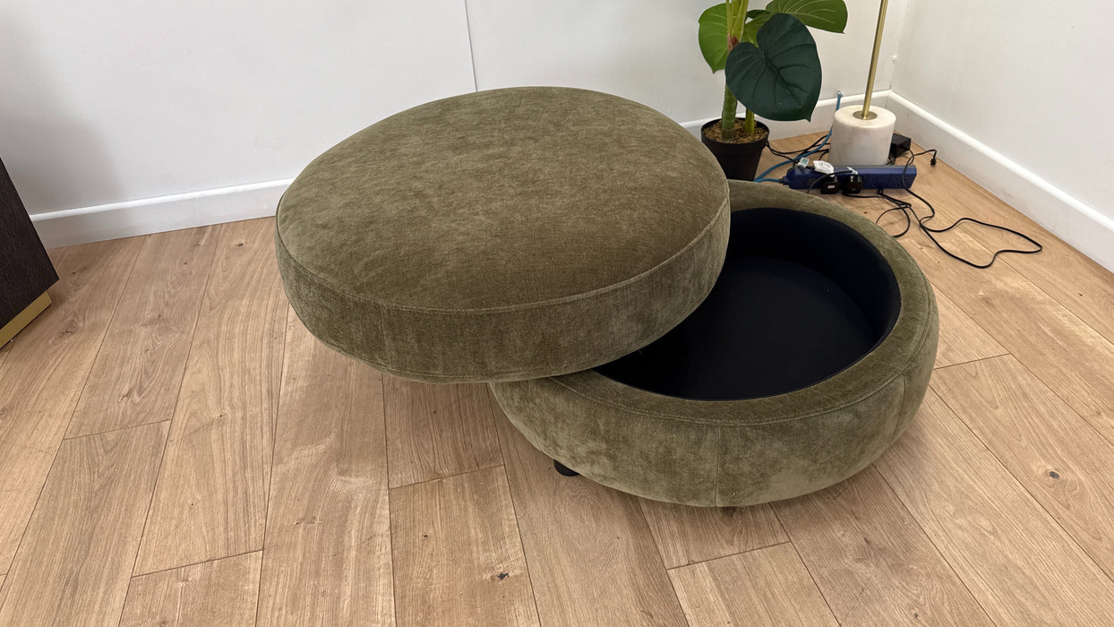 Nobu Storage Fabric Footstool in Olive