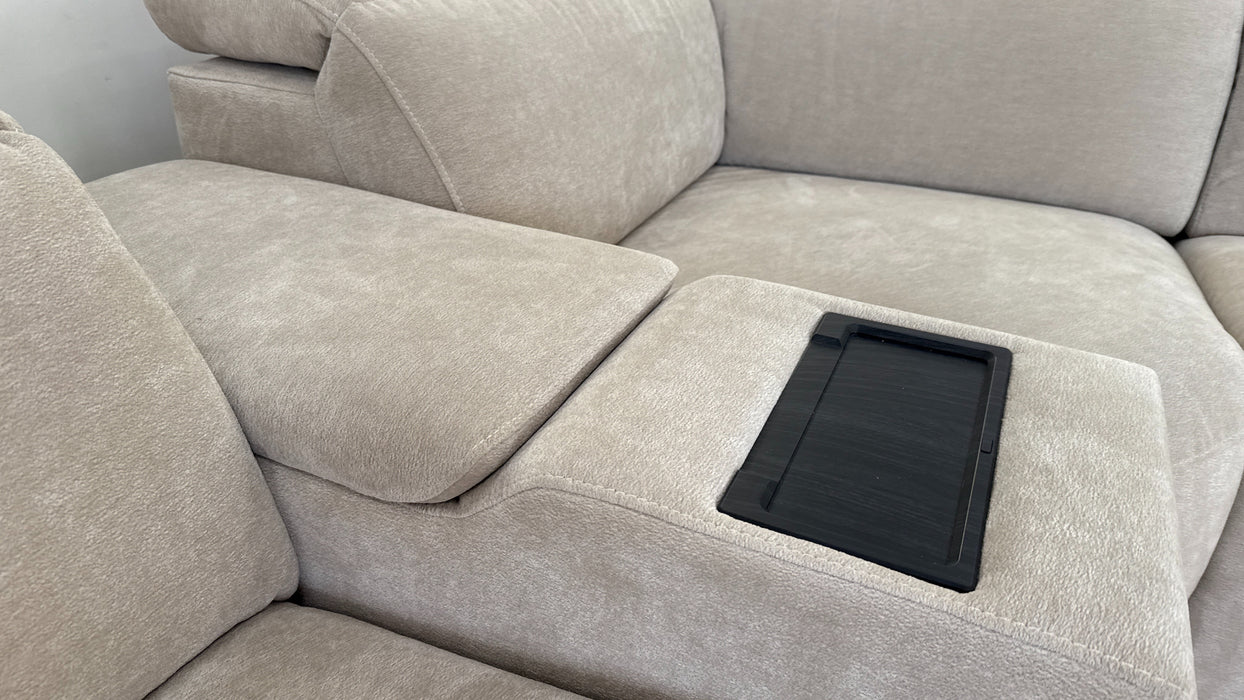 Sofology The Horizon 1.5 Corner 3 Console Recliner Sofa in Textured Chenille Stone