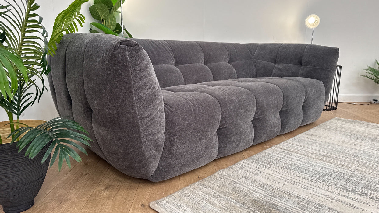 Sofology The Lunar 3 Seater Fabric Sofa in Chenille Charcoal