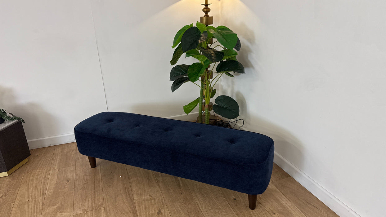 Sofology Cricket Fabric Footstool in Smooth Textured Chenille Navy