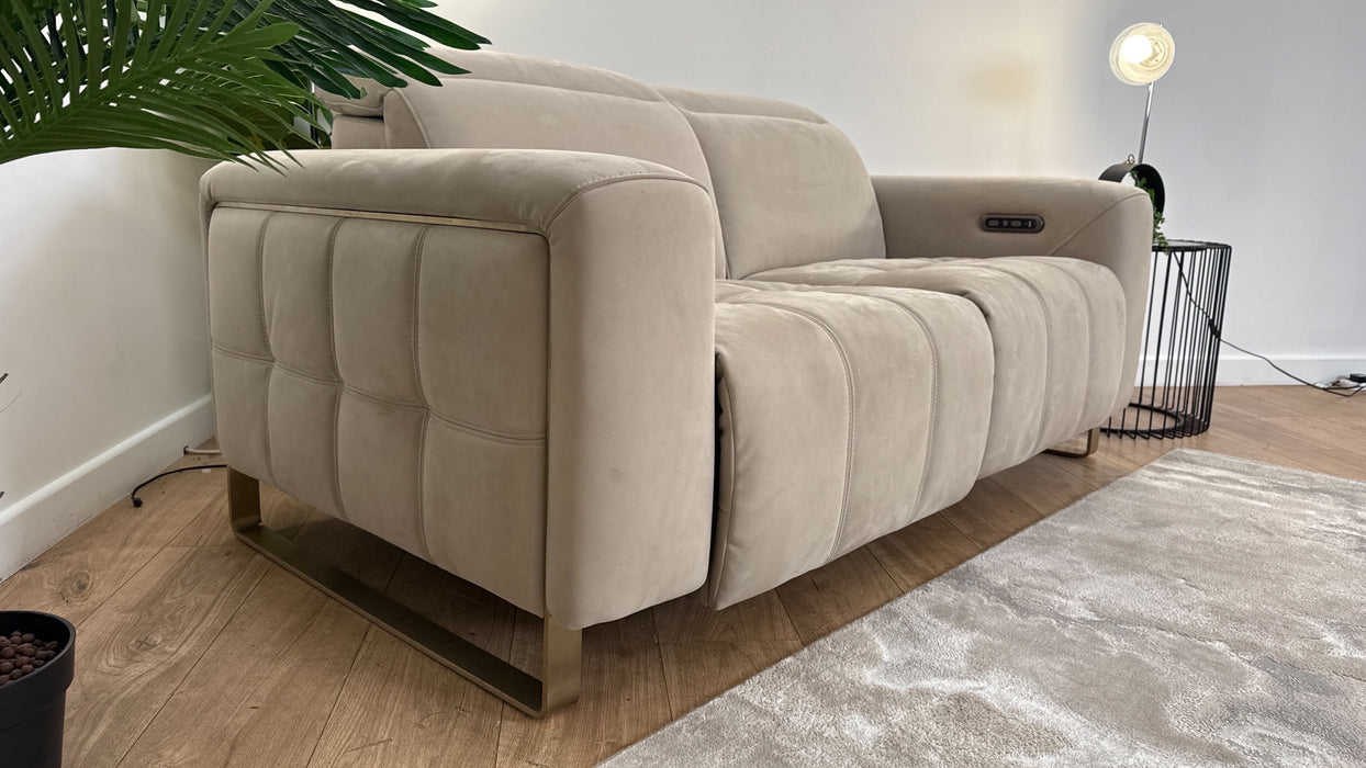 Sofology Marvella Fabric 2 Seater Power Recliner/Headrest in Lifestyle Nubuck Feel Stone