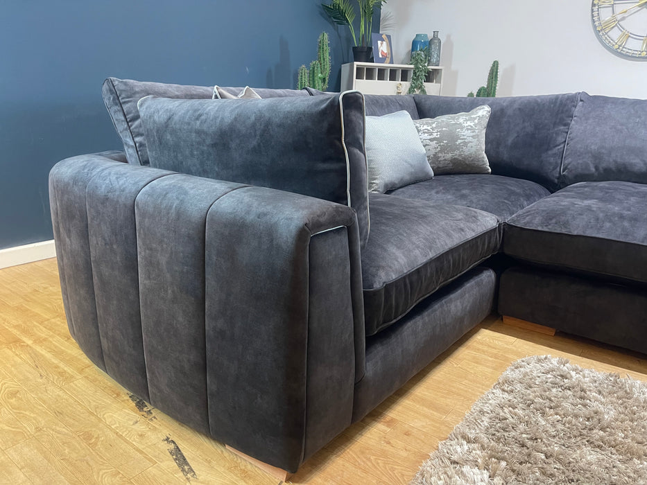 Emperor 1.5 Corner 3 Seater Full Back Lucerne Charcoal Mix Fabric (WA2)