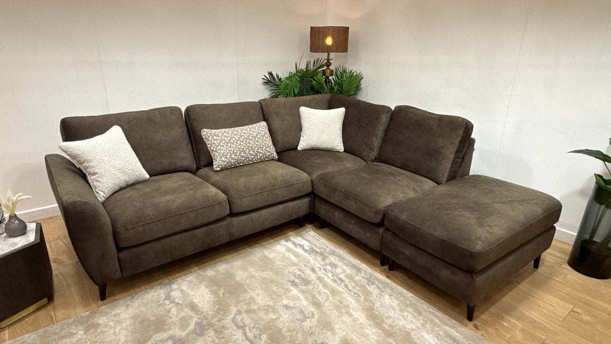 Sofology Hackney Fabric 2 Corner 1 Terminal Sprung Seats in Lifestyle Dapple Olive Green Mix