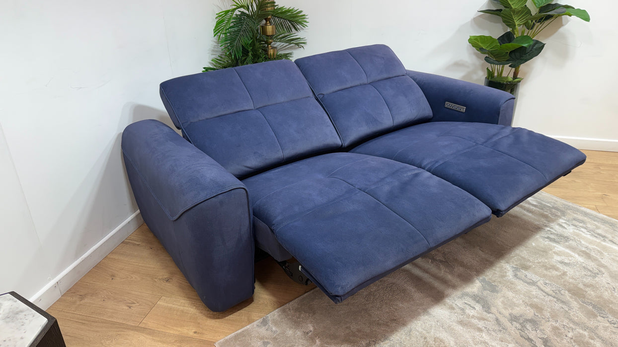 Sofology Riviera Fabric 2.5 Seater Power Recliner/Headrest in Lifestyle Flecked Navy