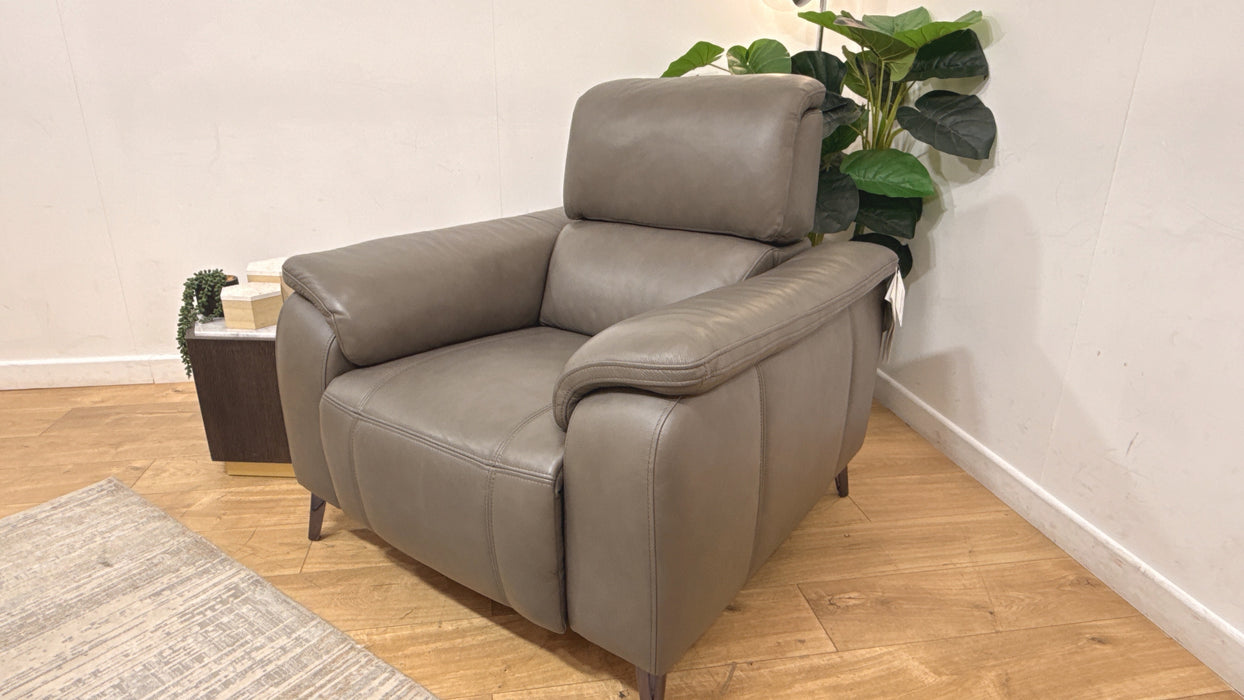 Sofology Bailey Power Recliner Leather Chair in Trusty Embossed Charcoal