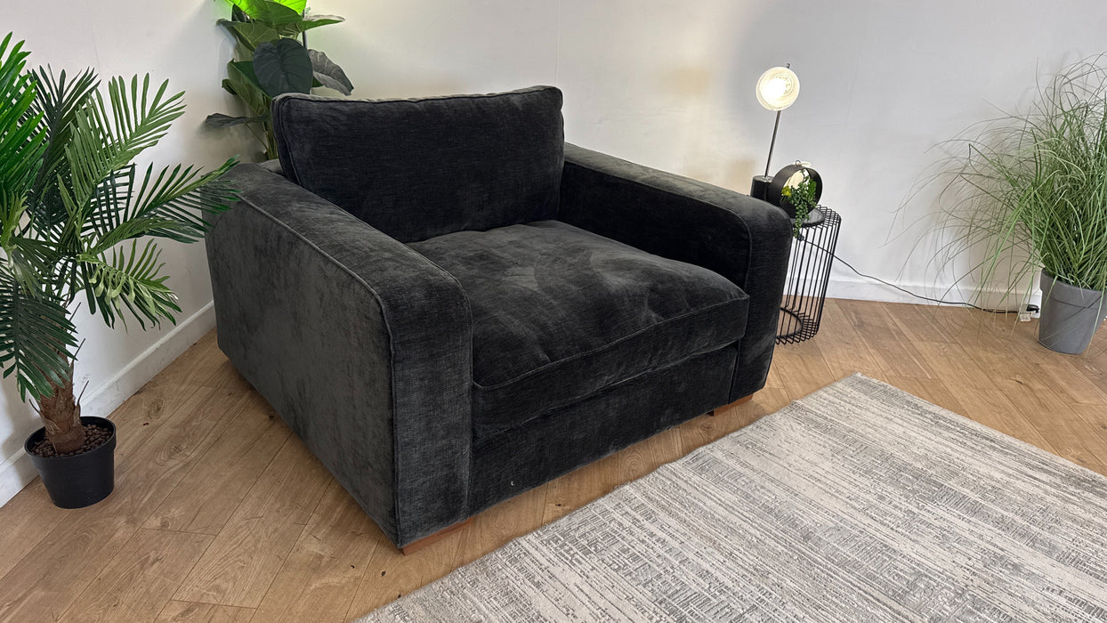 Sofology Cavalli Fabric Loveseat in Deluxe Chenille Slate Mix