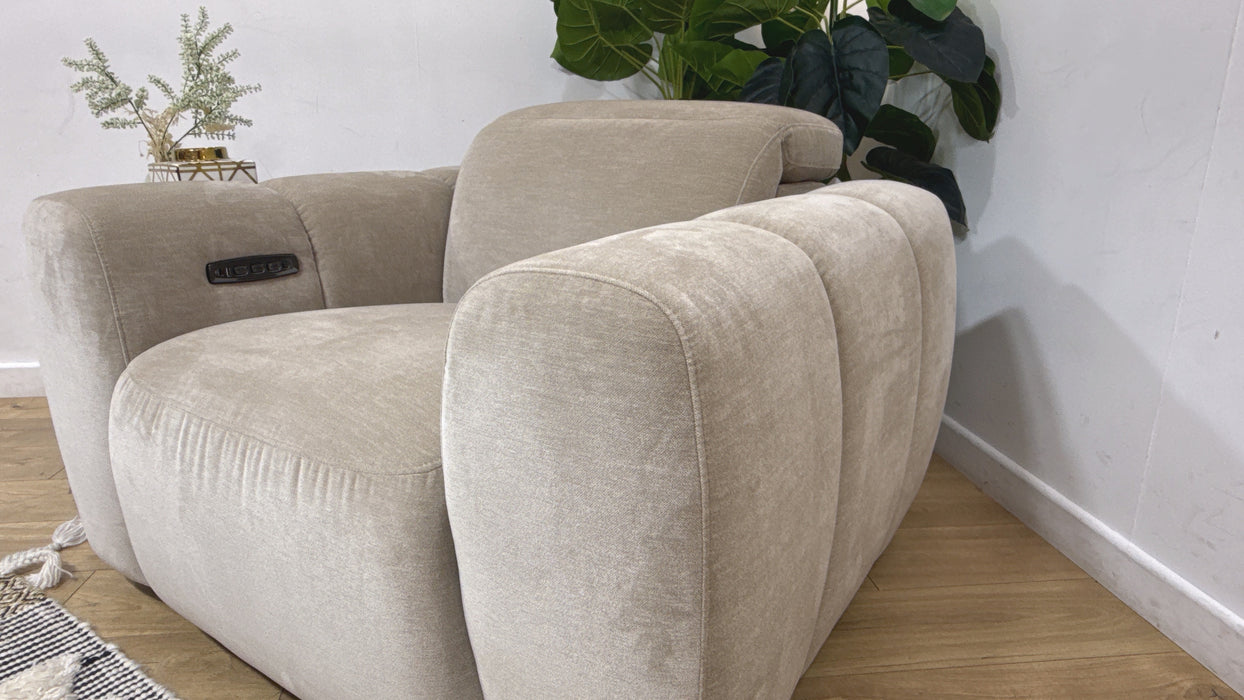 Sofology Solace Chair Power Recliner/Headrest Lumbar Support in Sample Mushroom