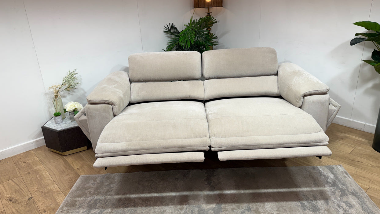 Sofology Fratelli Fabric 2.5 Seater Power Recliner/Headrest in Relaxed Chenille Cotton