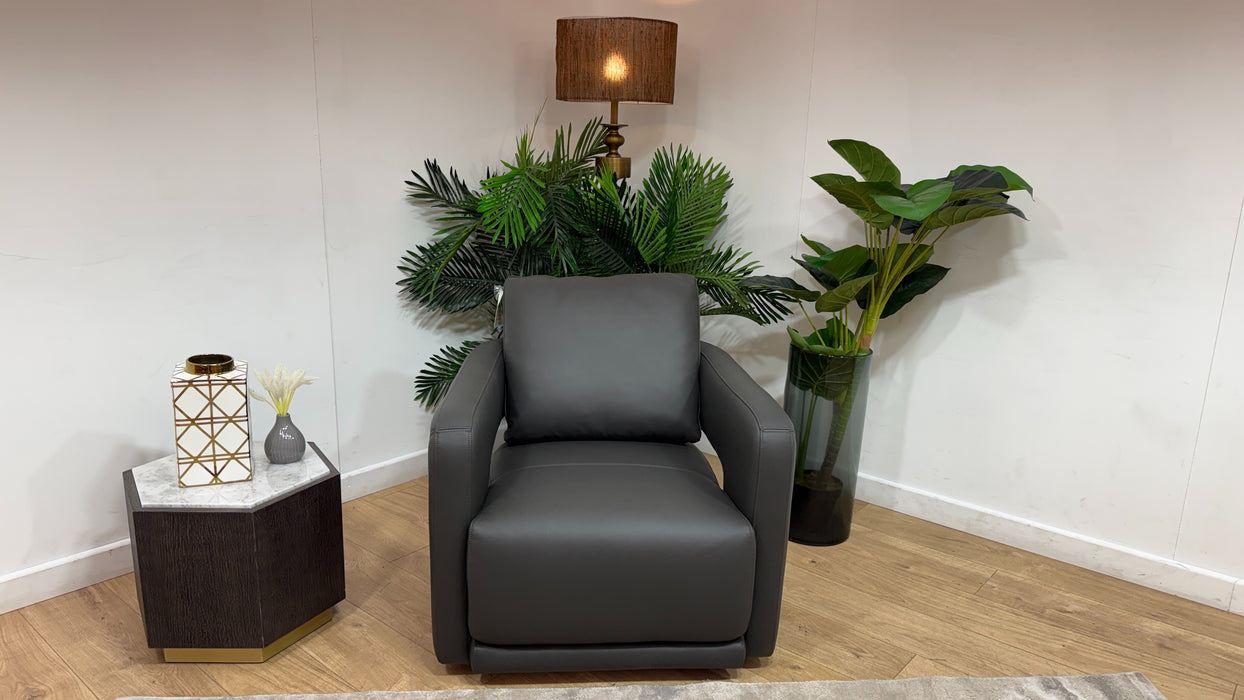 Sofology Flex Leather Accent Chair in Trusty Matt Charcoal