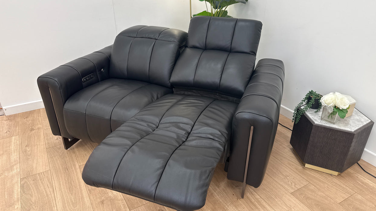 Sofology Paramount 2 Seater Recliner in Trusty Embossed Leather Jet Black