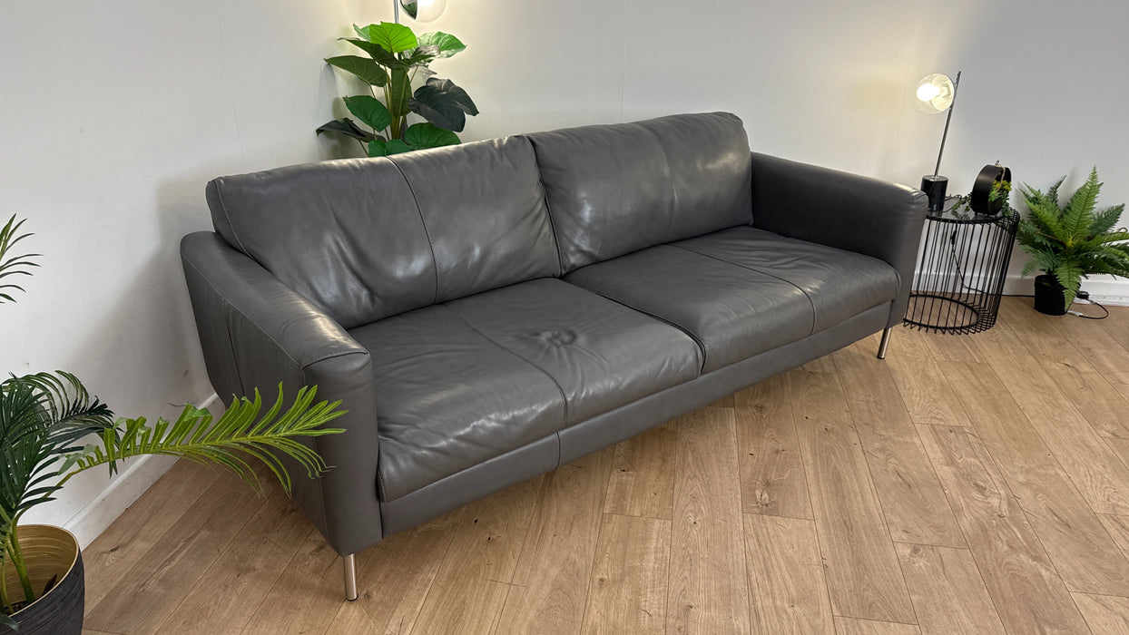 Sofology The Massimo 3 Seater Leather Sofa in Caruso Fog