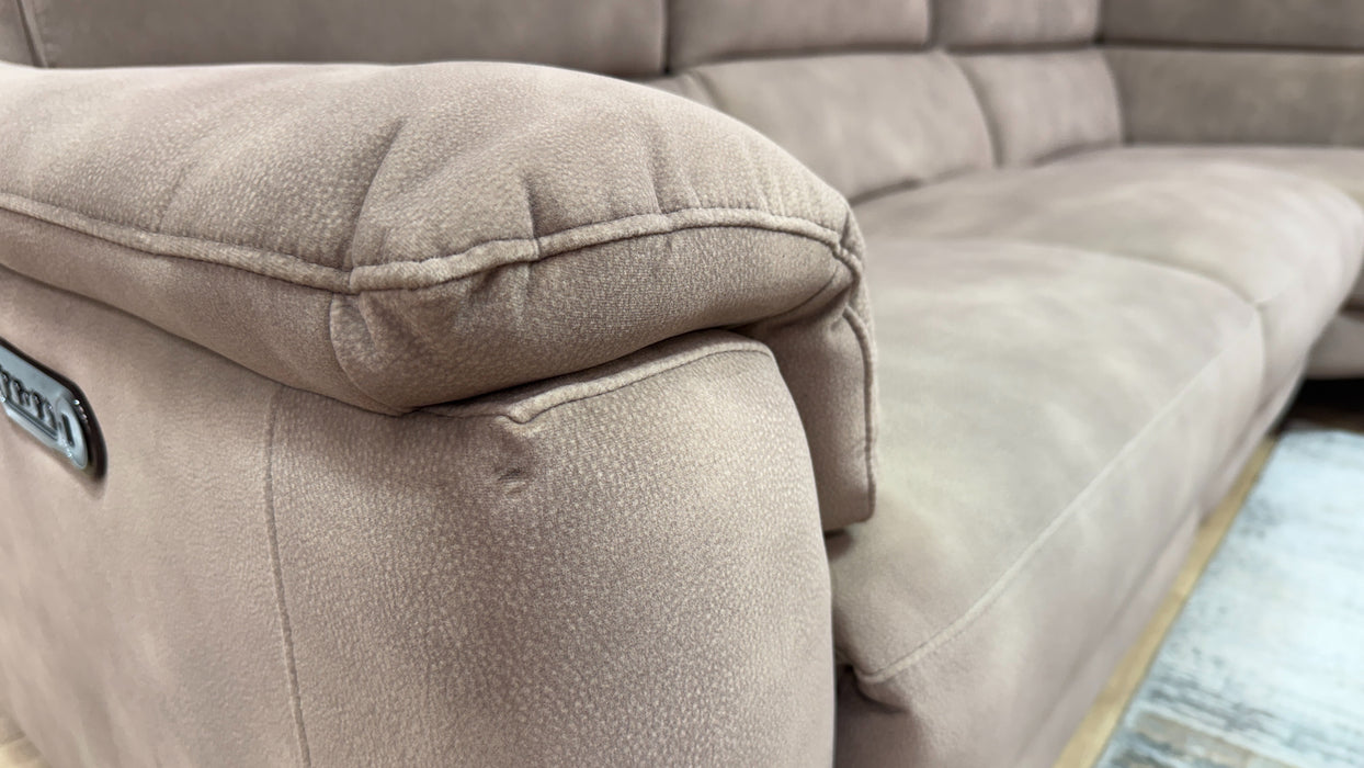 Sofology Illinois Fabric 2 Corner 1 Power Recliner/Headrest in Lifestyle Mottled Latte