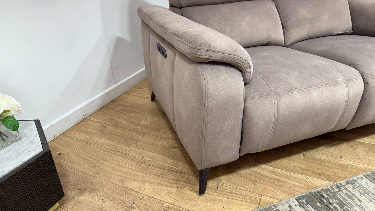Sofology Bailey Fabric 2 Seater Power Recliner/Headrest in Lifestyle Flecked Nutmeg