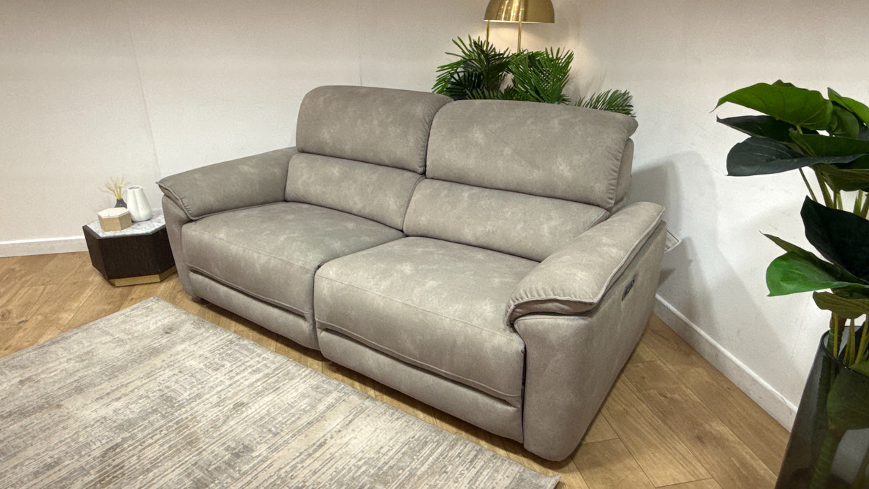 Sofology Hugo Fabric 2.5 Seater Power Recliner/Headrest in Lifestyle Flecked Stone