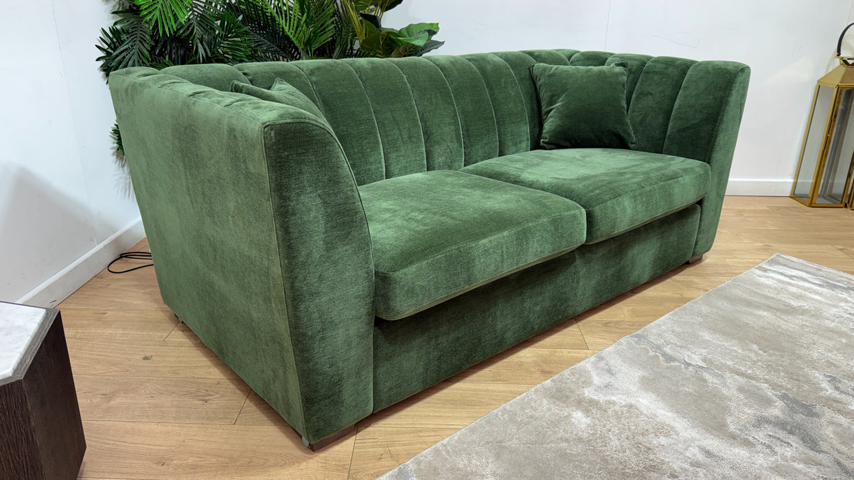 Sofology Downtown Fabric 3 Seater Sofabed Zoned Memory Foam Mattress in Soft Chenille Moss
