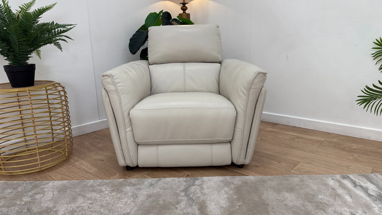 DFS The Vixon Leather Reclining Chair in New Club Fossil