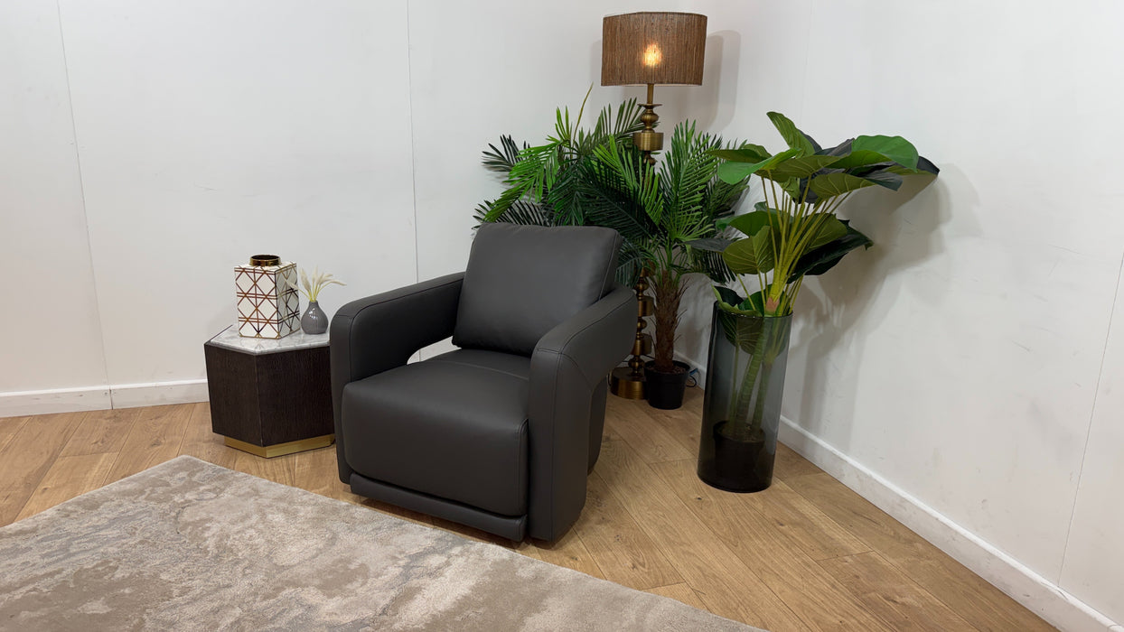 Sofology Flex Leather Accent Chair in Trusty Matt Charcoal