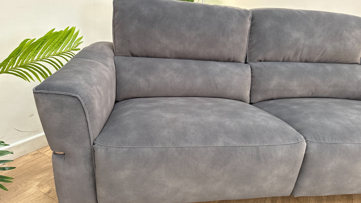 Sofology Dakota Fabric 3 Seater Power Recliner/Headrest in Lifestyle Mottled Charcoal