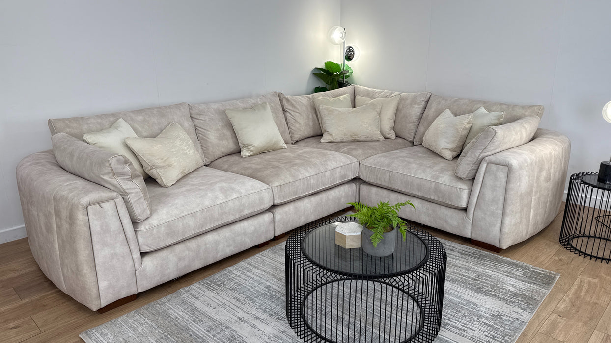 Emperor 3 Corner 1.5 Modular Fabric Sofa in Lucerne Ivory Mix