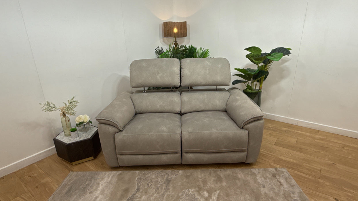 Sofology Hugo Fabric 2 Seater Power Recliner/Headrest in Lifestyle Flecked Stone