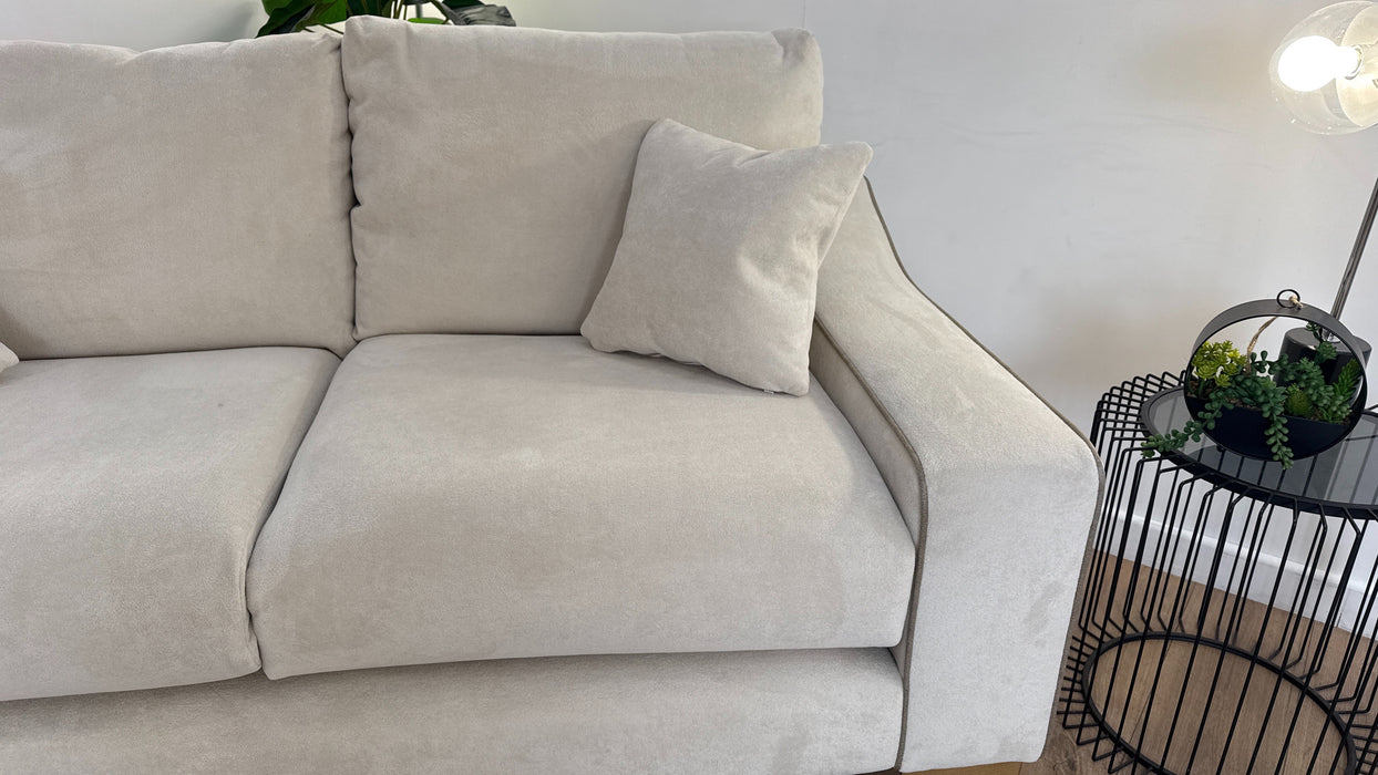 Sofology Wildwood Fabric 2 Seater in Soft Sherpa Natural Contrast Piping
