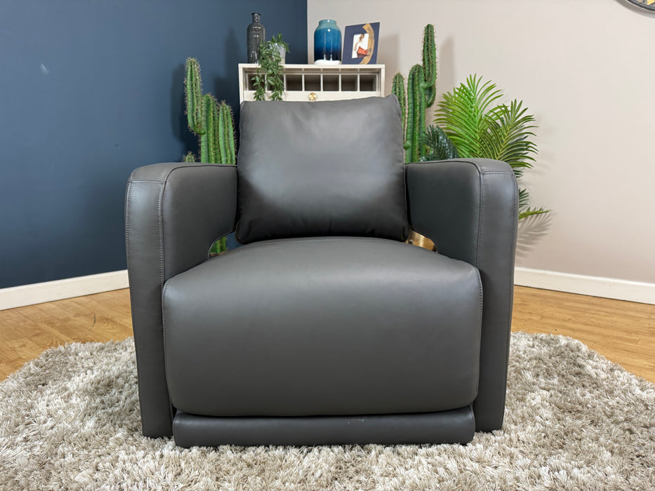 Flex Leather Accent Swivel Chair - Trusty Matt Leather Charcoal (WA2)