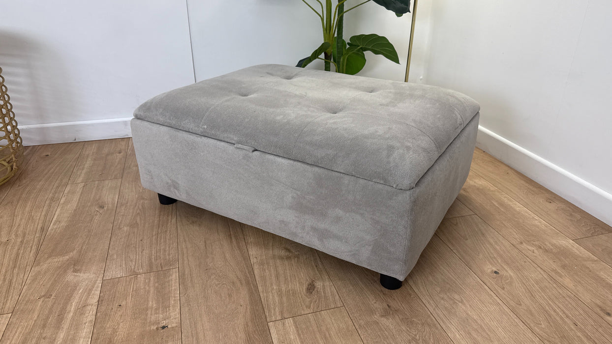 Sofology Ascot Fabric Storage Footstool in Soft Sherpa Silver